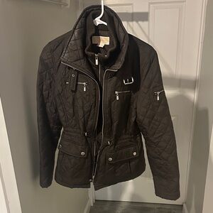 Michael Kors Dark Brown Quilted Utility Jacket